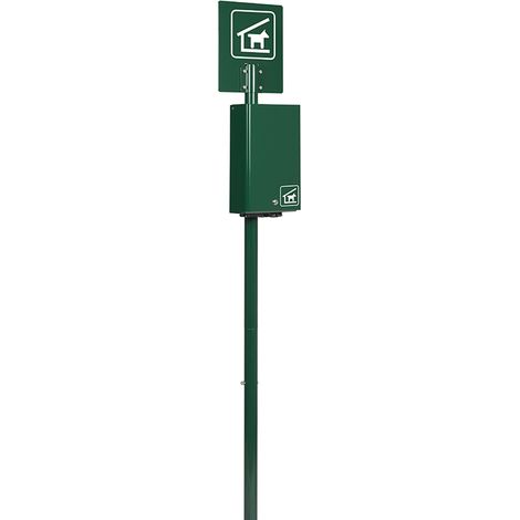 Borne de propreté sur poteau à enfouir Hygeca - 200 sachets - vert mousse - RAL 6005 (1/3)