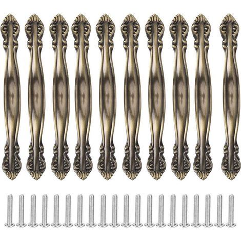 10 pieces vintage cabinet handles 96mm antique furniture door handles arched pulls with screws bronze