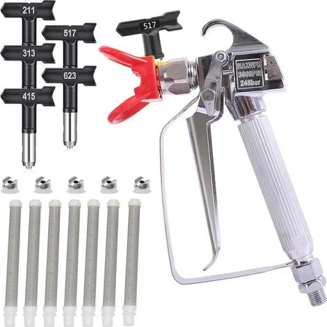 Pistolet à peinture sans air et 517 Arroseur pour toutes les machines à peinture sans air, joints pivotants et haute pression 3600 PSI (1/5)