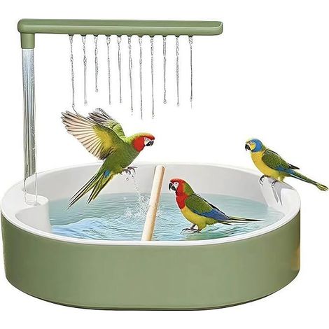 Baignoire pour oiseaux, douche automatique pour perroquets psittes, conures, pinsons et inséparables. (1/4)