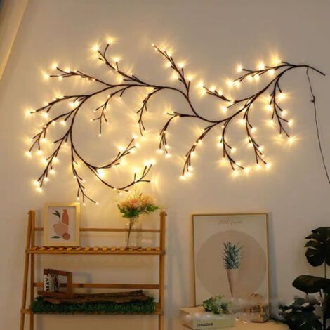 Guirlande lumineuse en rotin et saule, alimentée par USB, flexible, 7,5 pieds, 144 LED, avec 8 modes, plantes artificielles, pour salon, mur, chambre à coucher, décoration de Noël (1/5)