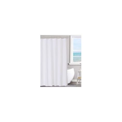 Cortina de ducha blanca lisa con imanes, calidad hotelera, lavable a máquina, 70 x 72 pulgadas para baño - Crezuo