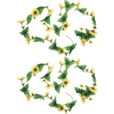 2Pcs Artificial Sunflower Flower Vine Golden Decorations for Wedding Festival Home Party (1/5)