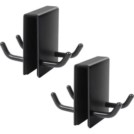 Set mit 2 rahmenlosen, 0,32-0,39 Zoll großen Handtuchhaken für Duschtüren im Badezimmer, Glas, matt vernickelter Rasierabzieher, Luffa-Bademantelhalter (schwarz) (1/5)