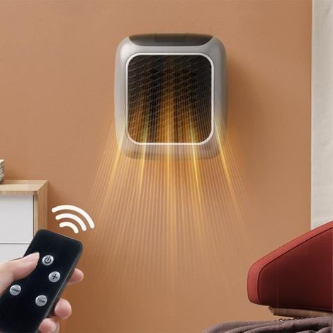 (Grauer) Heizlüfter – 800 W – elektrisch – Fernbedienung – digitales Thermostat (1/4)