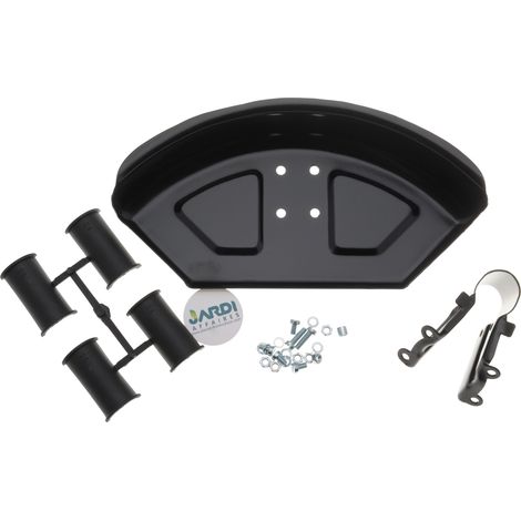 Jardiaffaires – Carter de protection adaptable pour débroussailleuse thermique – Acier – Anti-projection – Bagues de réduction diamètre 24/26/28 mm