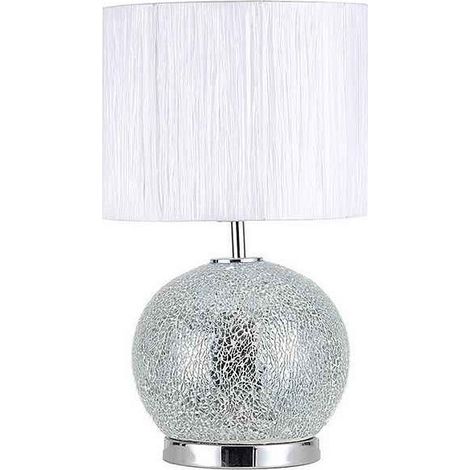 Sobremesa cristal Secoya 1xE27 led 5W 4000K mosaico espejo cromo pantalla blanca (1/5)