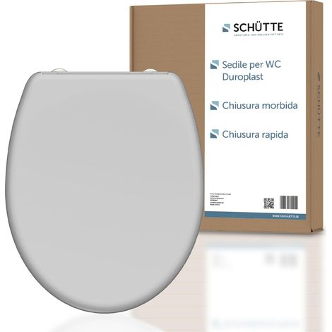 Schütte 82302-A Grey with Soft-Close Mechanism, Quick Release for Easy Cleaning, Duroplast lid (max. Load of The Toilet seat 150 kg), Gray (1/4)
