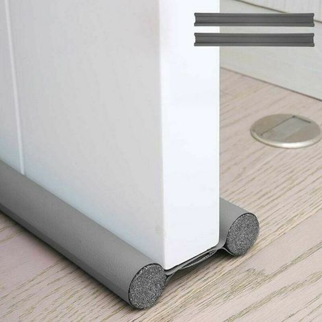 RHG 2PCS Bas de Porte Double Isolant,Boudin de Porte Stop Froid,Bas de Porte Isolant Double Protection Contre Courants d'air Anti Bruit (Gris)