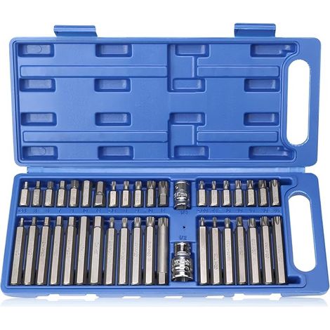 40 Pcs 1/2" 3/8" Multi Tooth Socket Set Multi Tooth Socket Wrench Set with Torx, Hex and Flute T20-T55 M5-M12 H4-H12 (1/5)