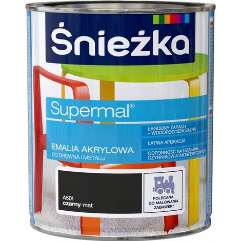 Smalto acrilico Supermal per legno e metallo A501 nero opaco 0,8 l (1/2)