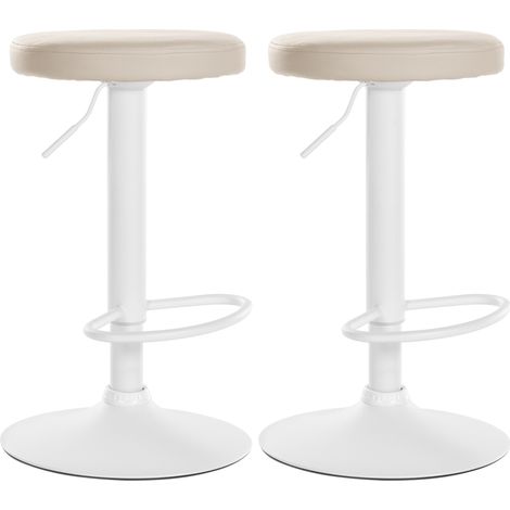 Set de 2 taburetes de bar Ponte en polipiel Crema Metal blanco mate