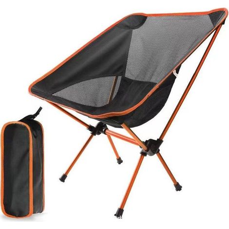 1PC Camping Chair, Orange, Ultralight Compact Foldable Beach Chair Portable Folding Camping Chair (1/4)