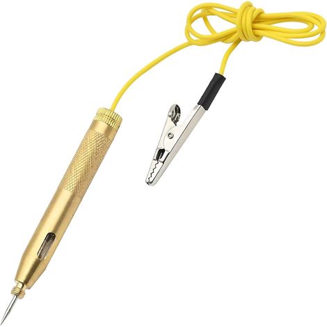 Car Voltage Tester Pen, 6v-12v Voltage Test Light, Car Long Probe Test Pen with Warning Light (Golden) (1/5)