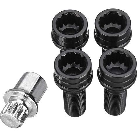 M14 X 1,25 Roue Boulons De Blocage Écrou Noir + Clé Compatible avec BMW Mini R54 R55 R56 R57 R58 R59 R60 F55 F56 F57 Compatible avec BMW 1 2 3 4 5 6 7 Series X1 3 5 6 (1/5)