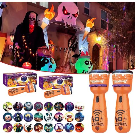 Projecteur à diapositives pour enfant, 24 motifs kaleidoscope et Halloween, lampe torche, lumière de nuit, cadeau garçon fille - 2 pièces (1/5)