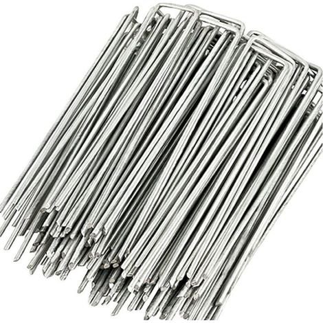 Landschaftsklammern, 15,2 cm, 50er-Pack, Gartenpfähle, verzinkte Rasenpfähle, U-förmige Rasenklammern für Unkrautvlies, Haltezaun, rostfreie Rasenstifte, Pfähle zum Befestigen von Netzbodenplanen (1/3)