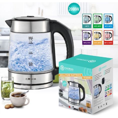 TRADE SHOP - Bollitore Elettrico In Vetro Capacità 1,7 Lt 2000 W Acqua Ufficio Viaggi Tx-9944 - (1/5)