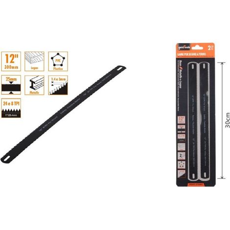 Kaela - Set 2 Pz Lame Per Seghe Seghetto A Ferro 30cm Ricambi Lama 12" Legna Pvc 90185 - (1/2)