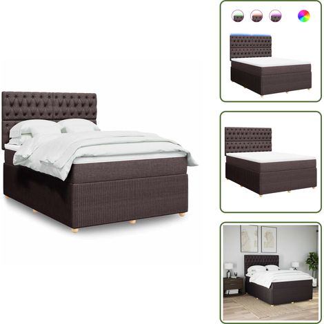 vidaXL Sommier à lattes de lit avec matelas Marron foncé 140x190 cm