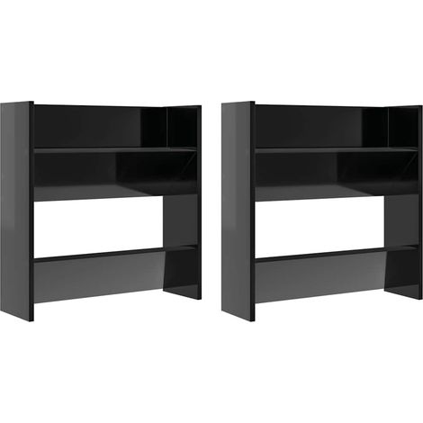 Maison Exclusive - Scarpiere a Muro 2pz Nero Lucido 60x18x60cm Legno Multistrato