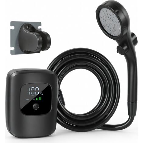 Pompe de douche electrique portable 2400 mAh pour camping noir (1/5)