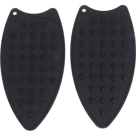 Lot de 2 coussins repose-fer en silicone noir, résistants aux chocs et à la chaleur, pour planches à repasser et fers. (1/5)