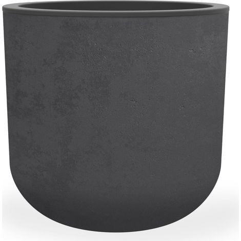 Pot de fleurs rond Basalt Up - Ø 40 x 37 cm - 32,5 L - Gris anthracite - Eda