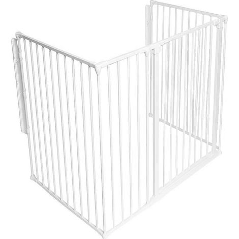 Safetots Extra Tall Multi Panel Fire Surround, 77cm Deep x 118cm Wide, White, 105cm High, Baby and Toddler Fire Guard