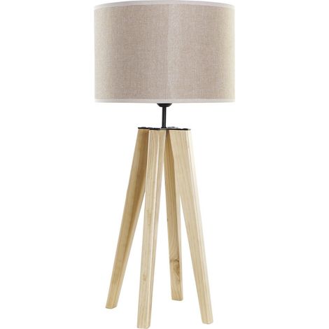 Lampara Sobremesa Madera Poliester 30X30X69 LA180789 (1/4)