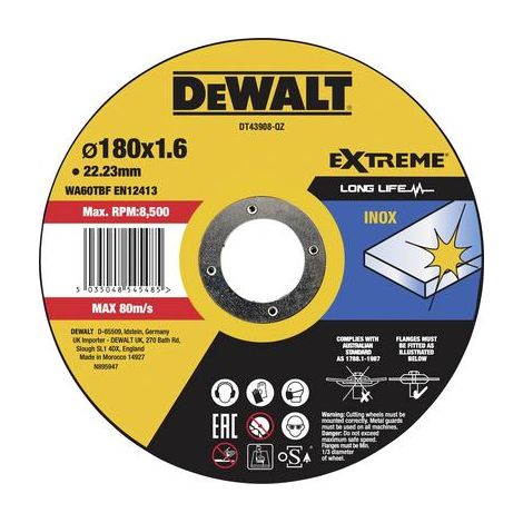 DeWalt DT43908 QZ disco per taglio inox 180 mm 1,6 mm