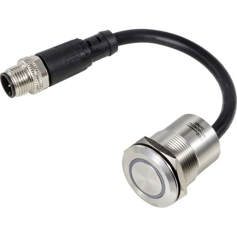 TRU COMPONENTS TC-12835308 TC-PS223P10YSSG12T M12 MALE CONNECTOR Piezotaster 24 V 0.2 A 1 x Aus/(Ein
