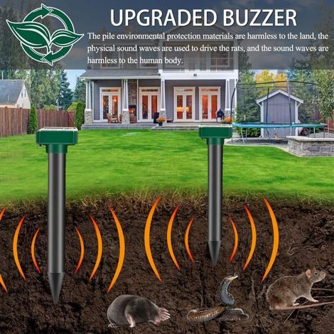 4 Stück Solar-Maulwurfabwehrgeräte, Ultraschall-Solar-Maulwurfabwehrgeräte, IP65 wasserdichte Solar-Maulwurfabwehrgeräte, Ultraschall-Schlangenabwehrgeräte (1/5)