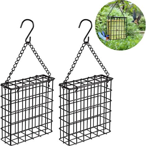 Set aus 2 hängenden Futterstellen für draußen – Futterspender für Wildtiere, fasst einen Meisenkuchen (1/4)