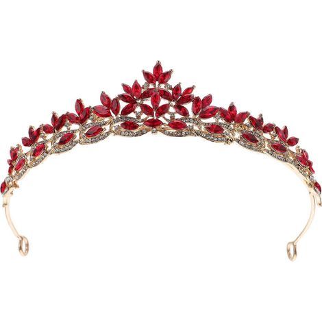 Brautkrone mit funkelnden Strasssteinen, Strass-Haarschmuck – 14,5 x 12 cm – Rot (1/3)