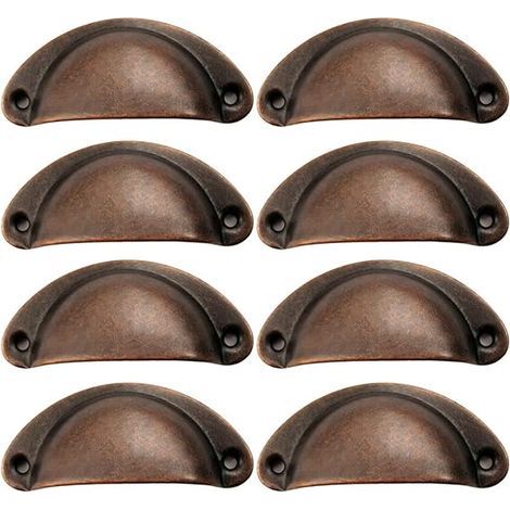 8 Pcs Poignée de Coquille, Poignée Coquille Rétro, Tiroir Poignée, Poignée de Meubles, pour Penderies, Armoire, Tiroirs (Rouge antique) (1/4)