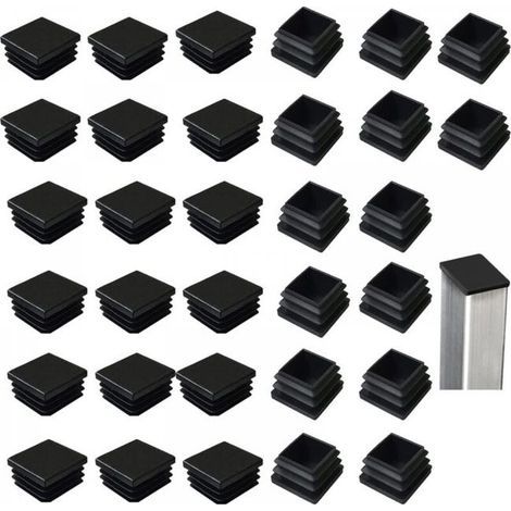 Bouchons pour tubes carrés 40x40 mm - 32 pièces en plastique noir, pour meubles métalliques, chaises, tables, canapés et autres produits (1/5)