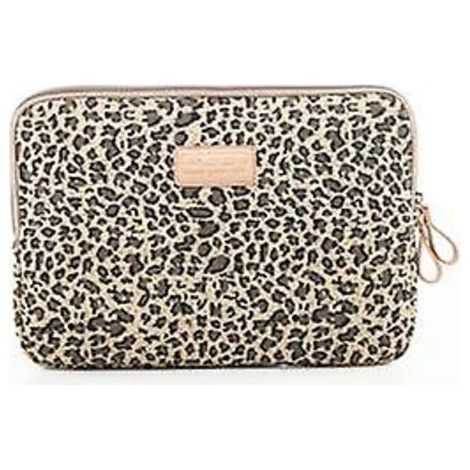 Sacoche ordinateur portable 14 pouces motif léopard Marron 350 x 240 x 35 mm Étui de transport rigide pour PC