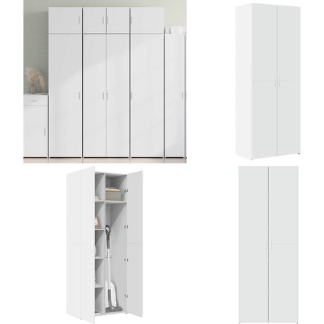 Highboard Weiß 70x42,5x185 cm Holzwerkstoff - Hochschrank - Weiß Schrank (1/5)
