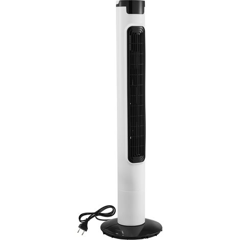 Mophorn 50W Turmventilator, 985 mm Säulenventilator mit 3 Geschwindigkeiten, 3 Modi, 7,5h Timer, Max. 4,2 m/s, 50° oszillierender Ventilator mit Fernbedienung, geräuscharmer Standventilator, Weiß