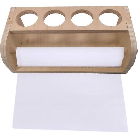 Distributeur de rouleaux de papier à dessin en bois - Support grande capacité pour table à dessin d'enfants
