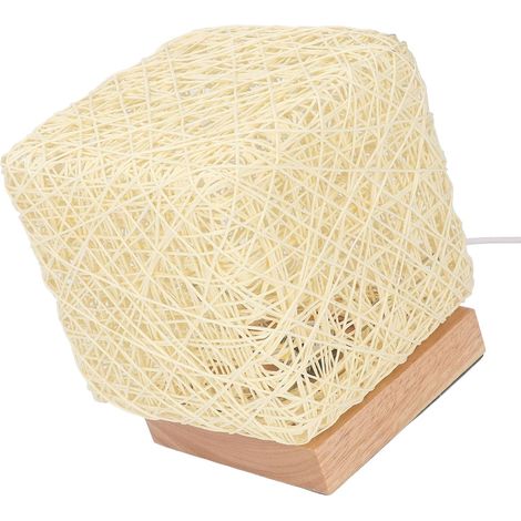 FTVOGUE Lampe de Table en Rotin Tissée à la Main avec Ampoule (1/4)