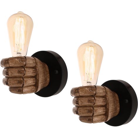 Wandleuchte Faust, Kreative Wandlampe im Industrielle Stil, Harz Art Lampe Decor E27 Fussang für Korridor Schlafzimmer Wohnzimmer (Links) 2PCS (1/5)