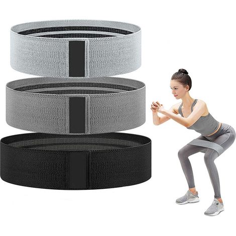 Ensemble de 3 bandes de résistance, 3 niveaux, en tissu pour le yoga, le pilates, la rééducation et le renforcement musculaire. (1/5)