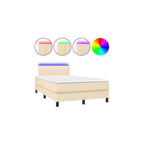 Sommier à lattes de lit avec matelas LED Crème 120x200 Tissu (1/5)