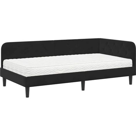 Maison Exclusive - Cornice del letto ad angolo Nero 90 x 200 cm Velluto