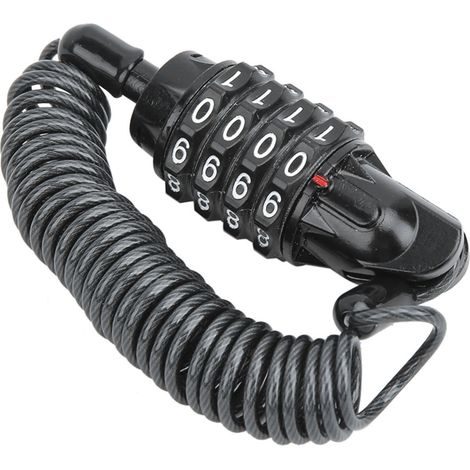 Universeller Diebstahlsicherungscode für Motorradhelme, Kombinationskabel, PIN-Schloss, Karabiner, schwarz (1/5)