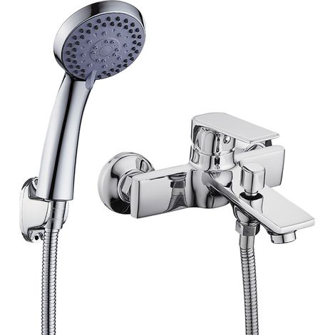 Miscelatore per Vasca completo di tubo metallico, soffione Cromato X001-3 (1/5)