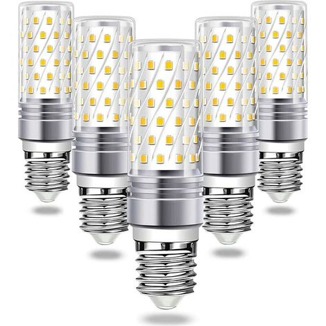 E27 LED-Lampe, 16 W (entspricht 120 W Halogenlampe), E27, 6000 K Kaltweiß, 1600 lm, hell, 230 V Wechselstrom, Kronleuchterfassung, 360° breiter Abstrahlwinkel, 842835 SMD, 5er-Pack (1/5)