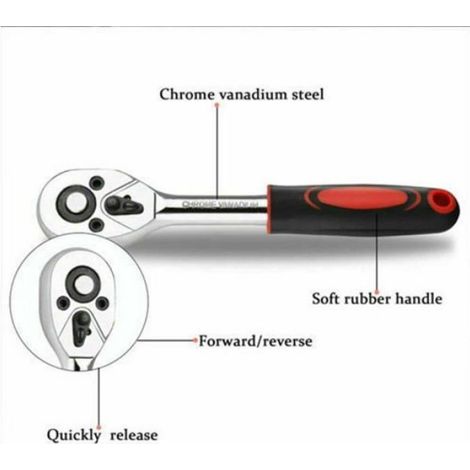 46pcs Jeu de Clés à Douilles,1/4" Clé à Cliquet 72 Dents,4-14mm Cr-V,Mallette Outils,Réparation Maison Voiture Vélo (1/5)